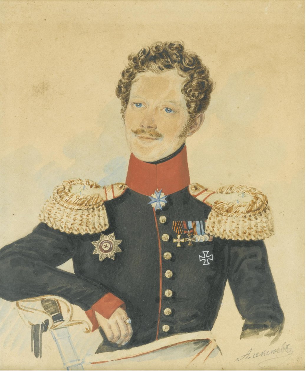 Porträtt av Yegor Fyodorovich Meiendorf 1794-1879 av N. M. Alexeyev
