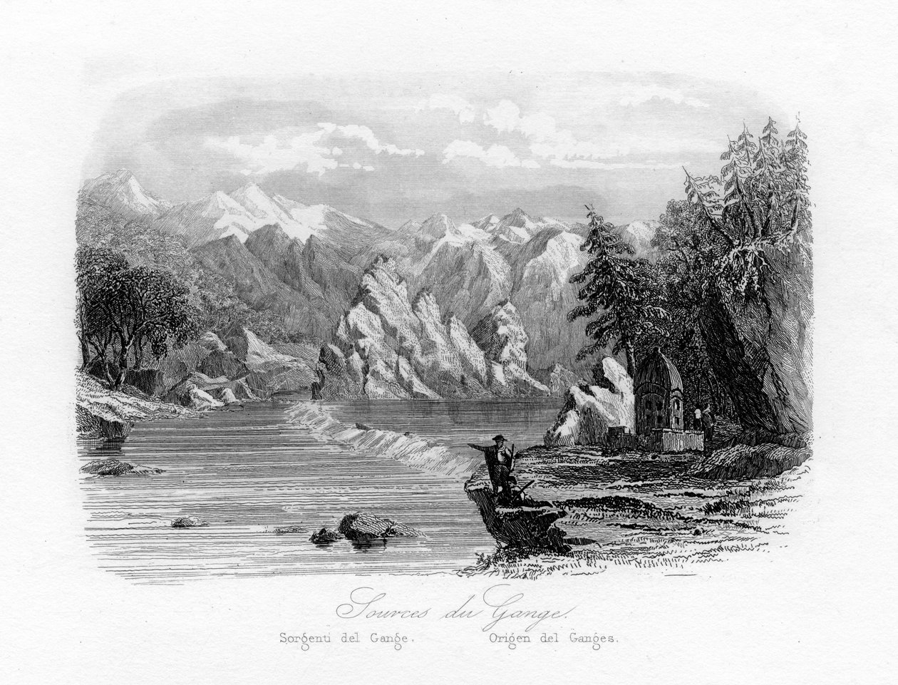 Källan till Ganges, Indien, c1840 av N. Remond
