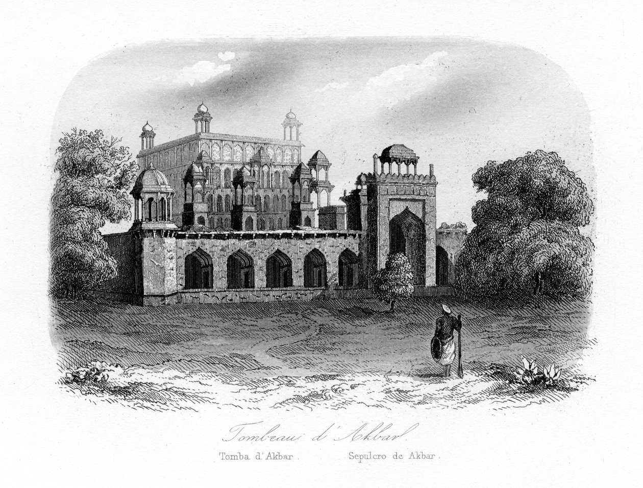 Akbar den stores grav, Sikandra, Indien, c1840. av N. Remond