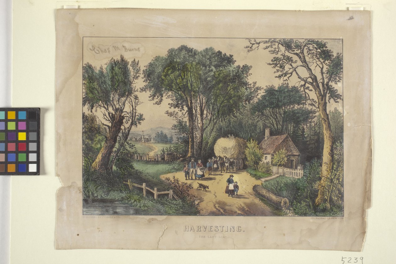 Skörd. The Last Load (handfärgad litografi) av N. and Ives J.M. (1824 95) Currier