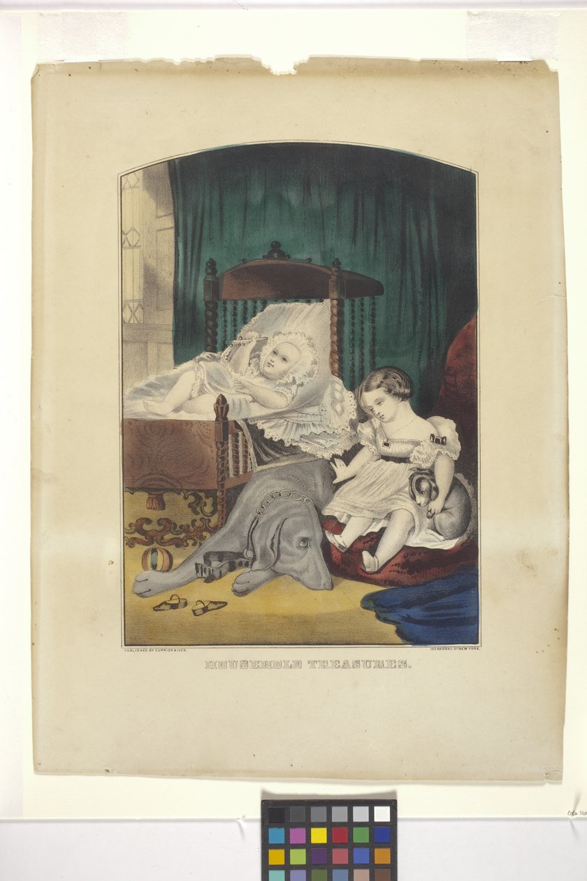 Hushållsskatter (handfärgad litografi) av N. and Ives J.M. (1824 95) Currier