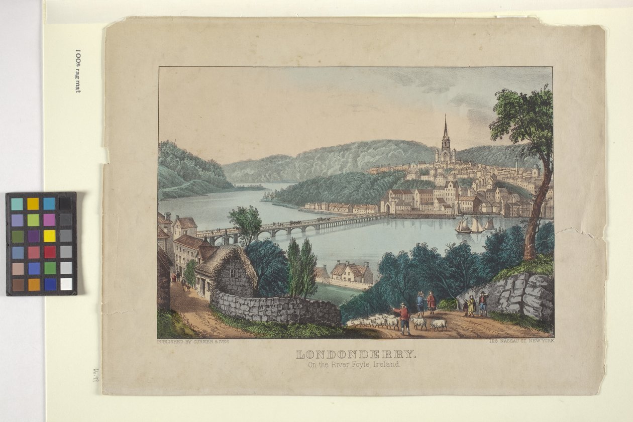 Londonberry (handfärgad litografi) av N. and Ives J.M. (1824 95) Currier