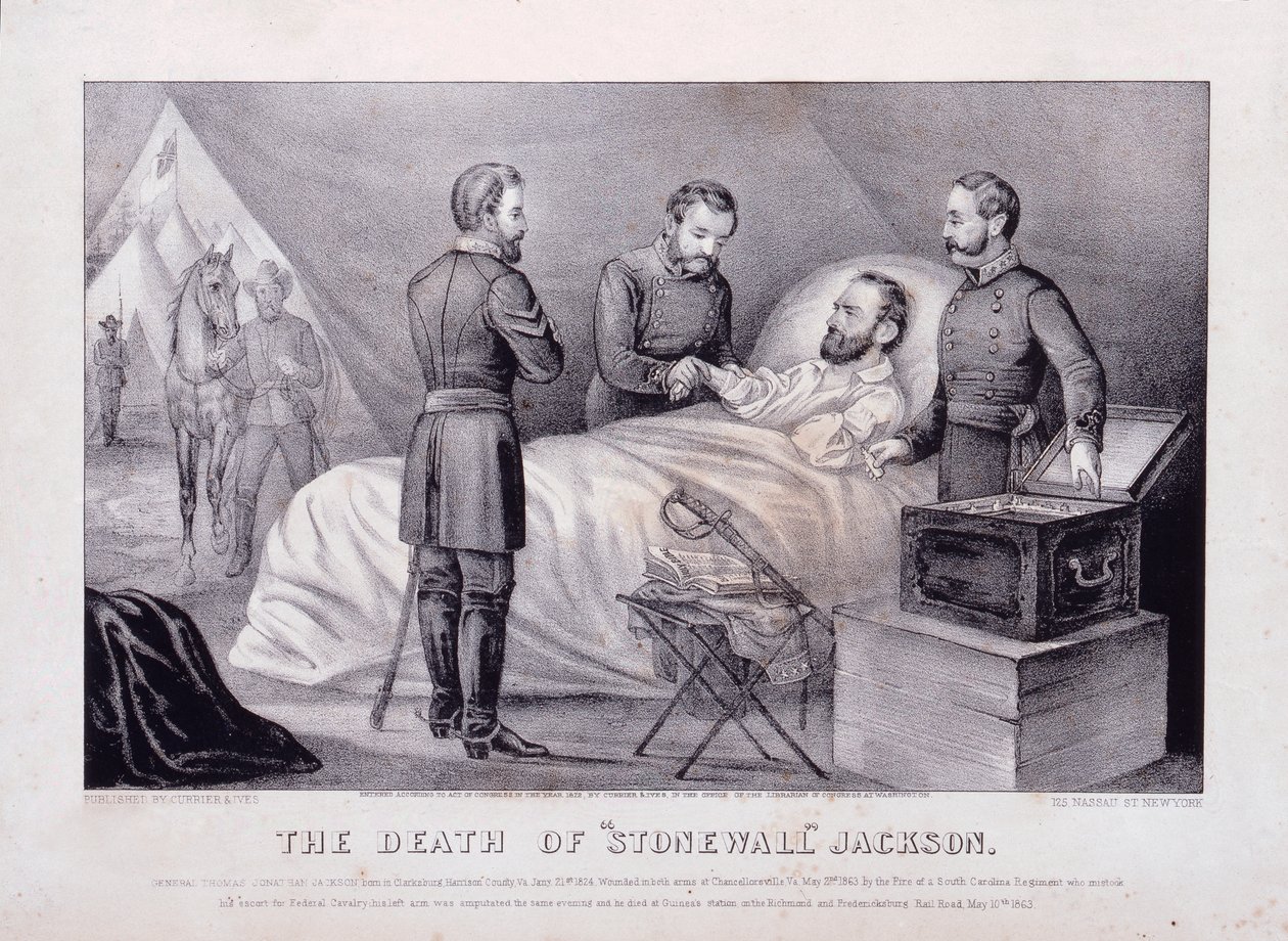 "Stonewall" Jacksons död (litografi) av N. and Ives J.M. (1824 95) Currier
