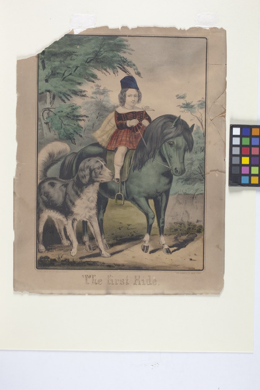 The First Ride (handfärgad litografi) av N. and Ives J.M. (1824 95) Currier