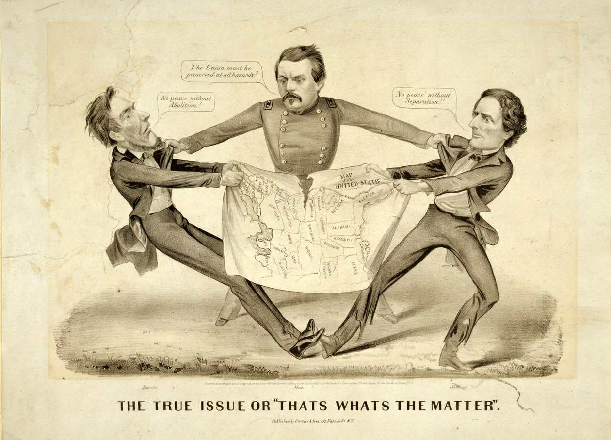 Den verkliga frågan eller "Det är det som är saken av N. and Ives J.M. (1824-95) Currier
