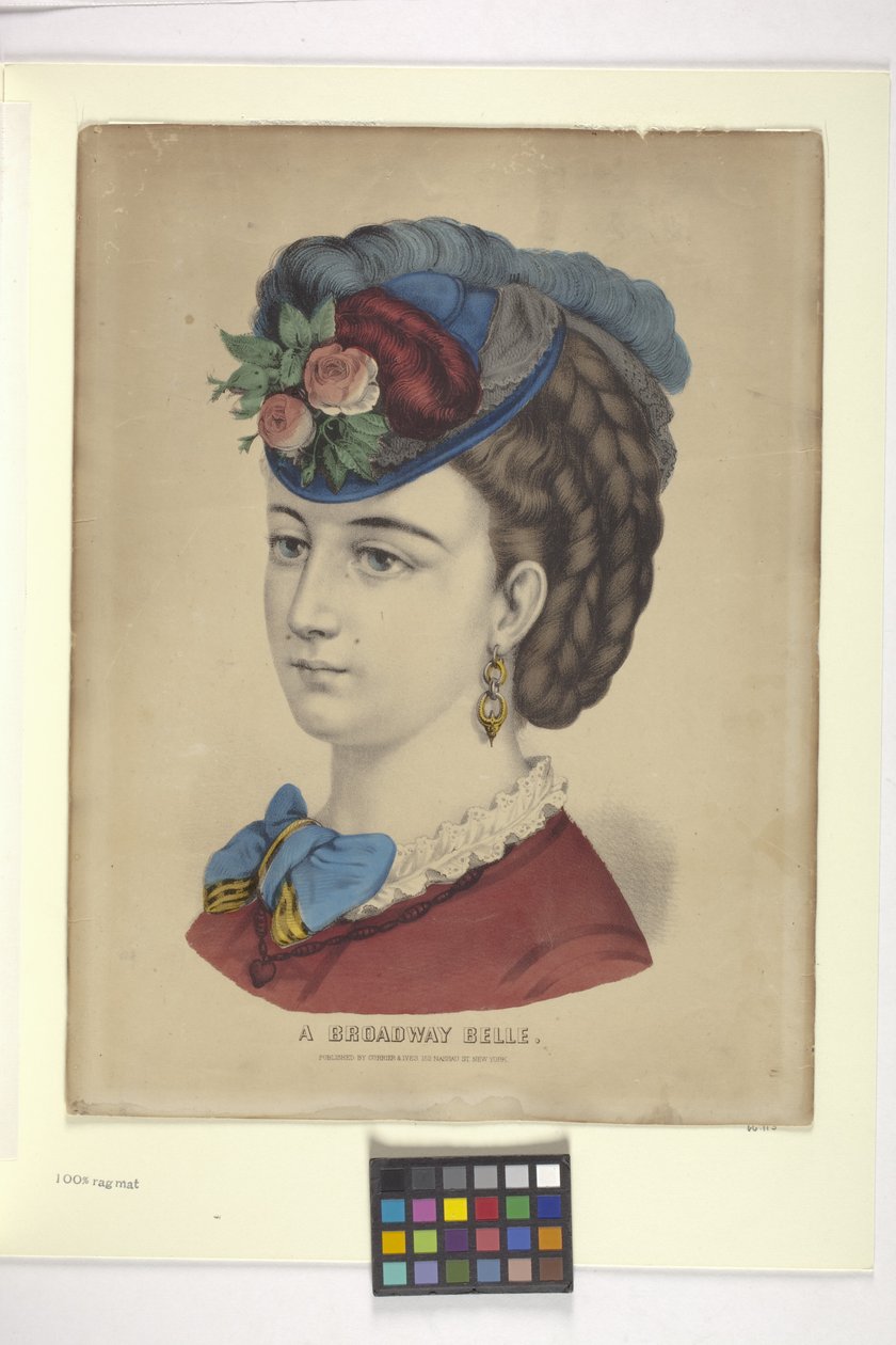 A Broadway Belle (handfärgad litografi) av N. and Ives J.M. (1824 95) Currier