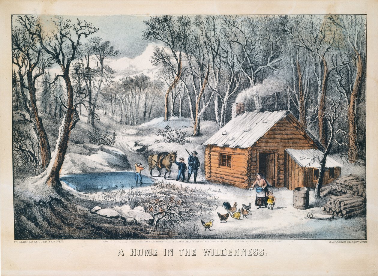 Ett hem i vildmarken av Currier and Ives