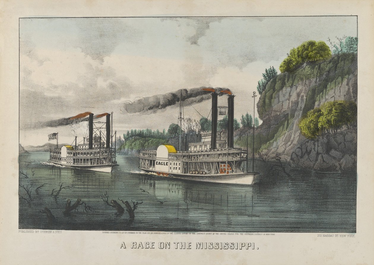 Ett lopp på Mississippi av Currier and Ives