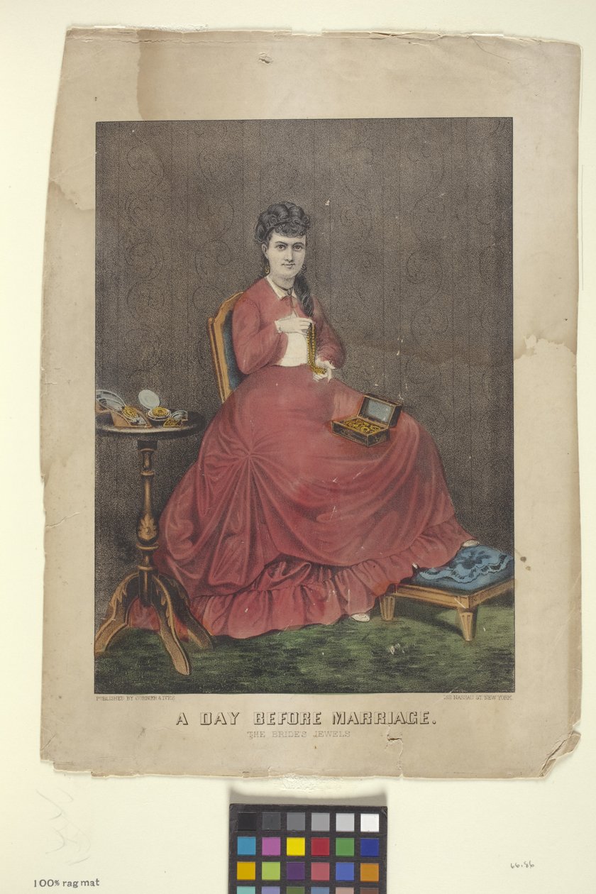 Dag före äktenskapet (handfärgad litografi) av N. and Ives J.M. (1824 95) Currier