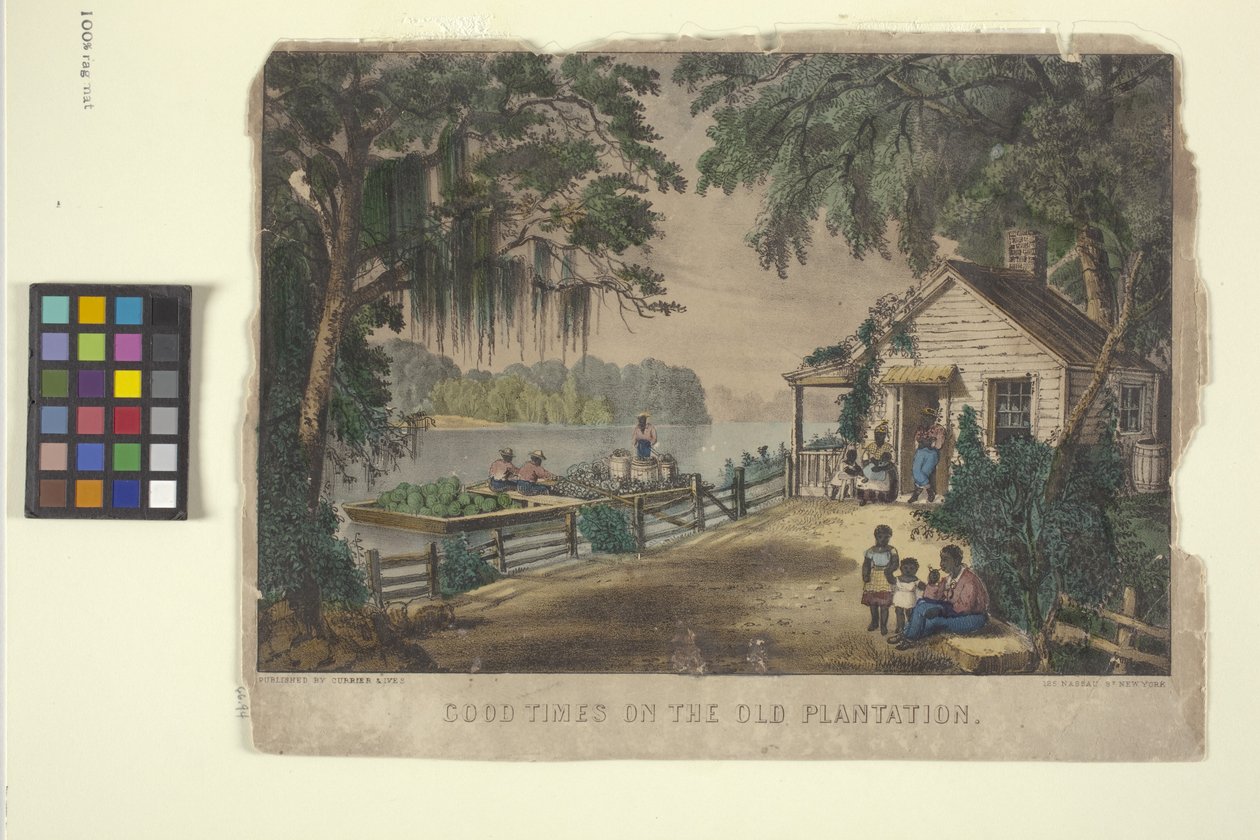 Good Times At The Old Plantation (handfärgad litografi) av N. and Ives J.M. (1824 95) Currier