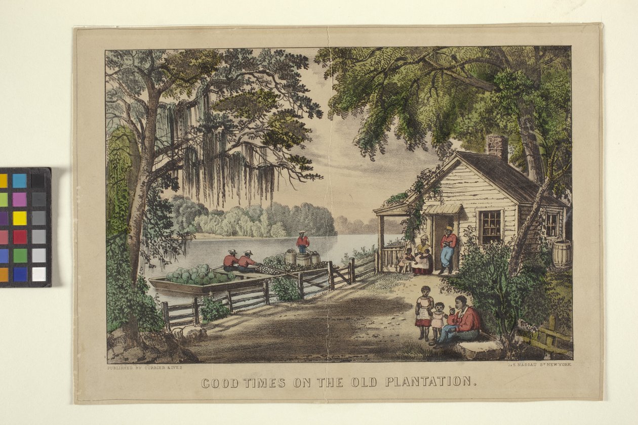 Good Times On The Old Plantation (handfärgad litografi) av N. and Ives J.M. (1824 95) Currier