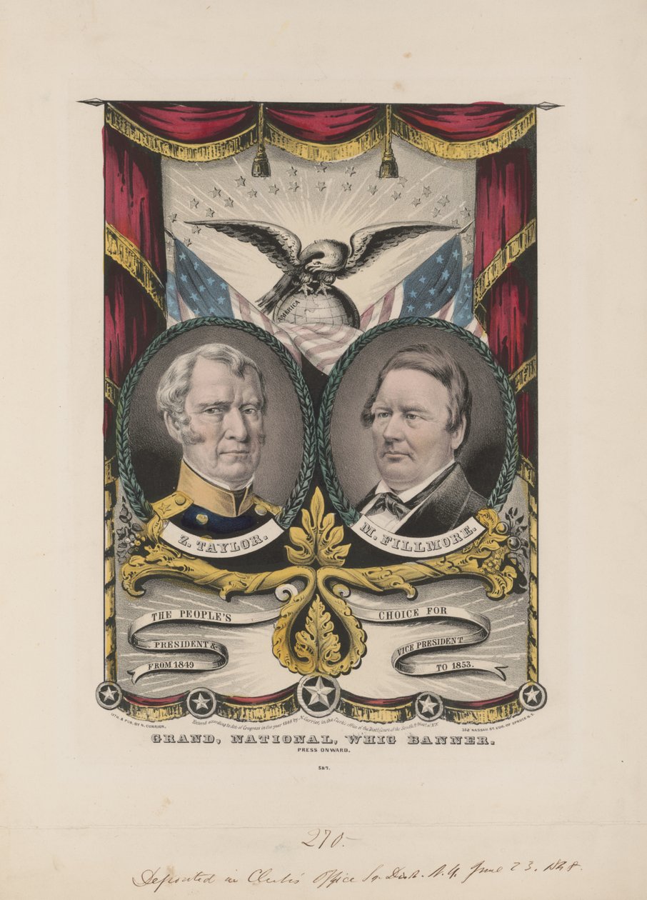 Grand national Whig banner, c.1848 (färglitografi) av Currier and Ives