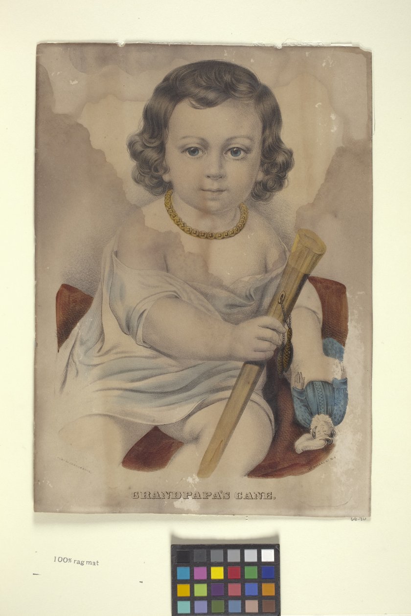 Farfars käpp (handfärgad litografi) av N. and Ives J.M. (1824-95) Currier