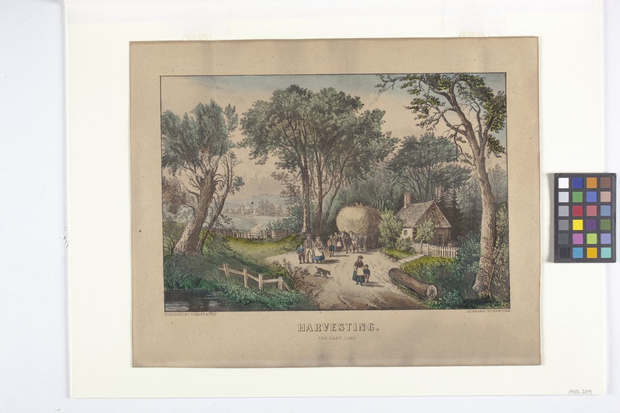 Harvesting The Last Load (handfärgad litografi) av N. and Ives J.M. (1824 95) Currier