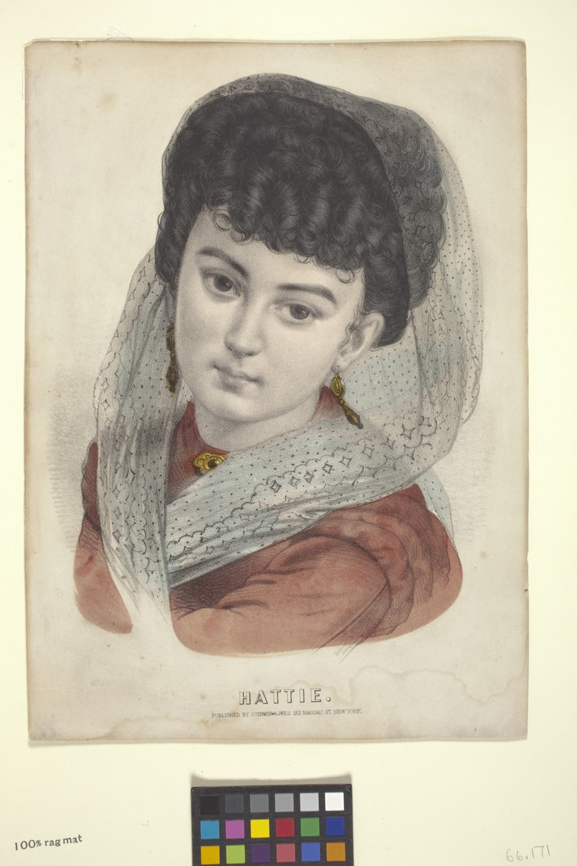 Hattie (handfärgad litografi) av N. and Ives J.M. (1824-95) Currier