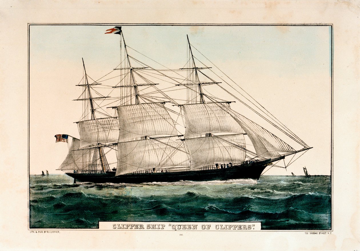 Litografi med titeln "Clipper Ship 