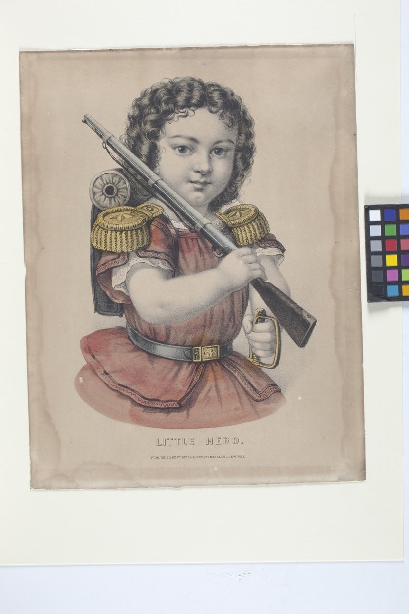 Little Hero (handfärgad litografi) av N. and Ives J.M. (1824 95) Currier