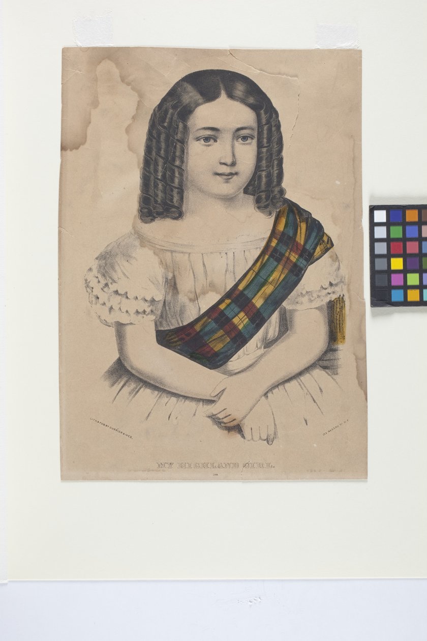 My Highland Girl (handfärgad litografi) av N. and Ives J.M. (1824 95) Currier