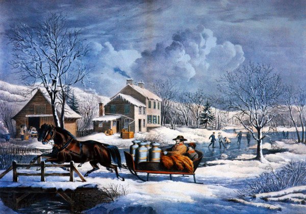 New England på vintern av Currier and Ives