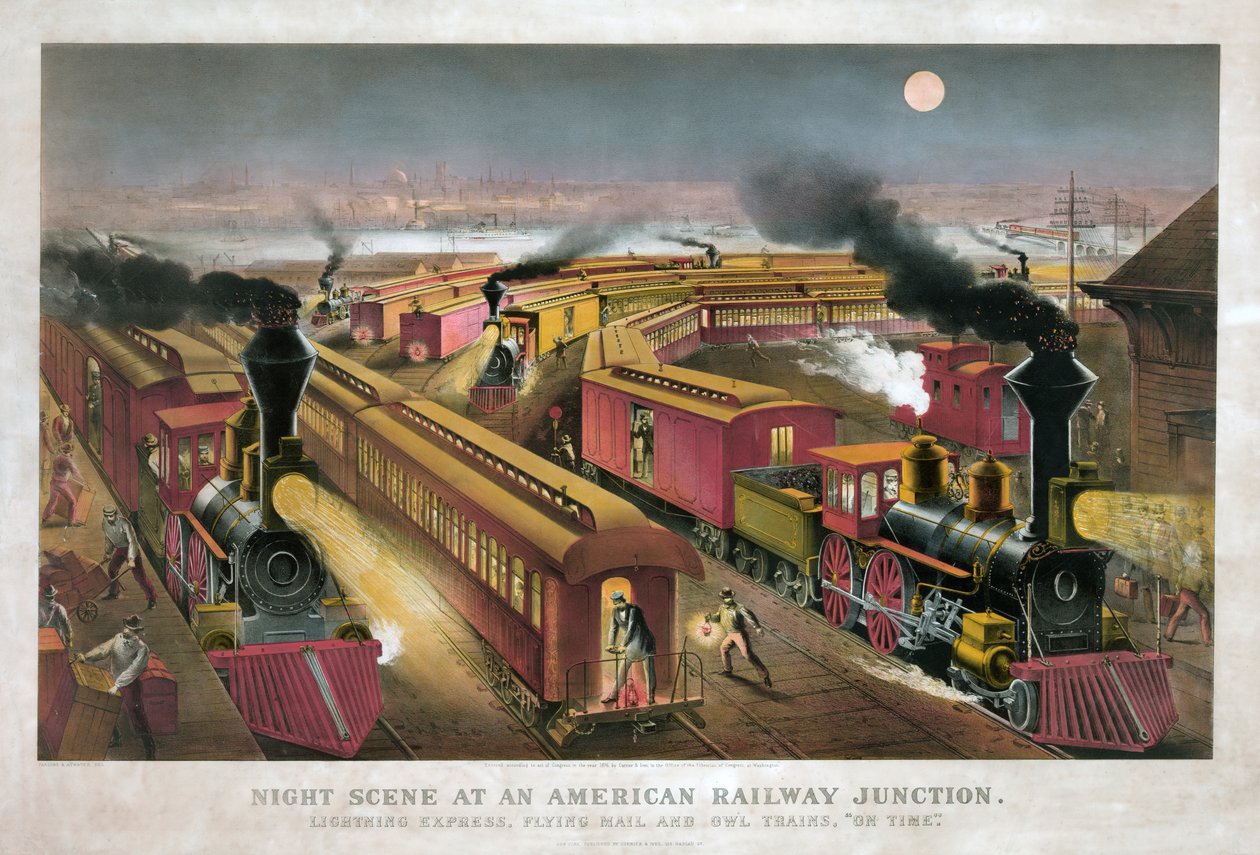 Night Scene at an American Railway Junction av Currier & Ives av Currier and Ives
