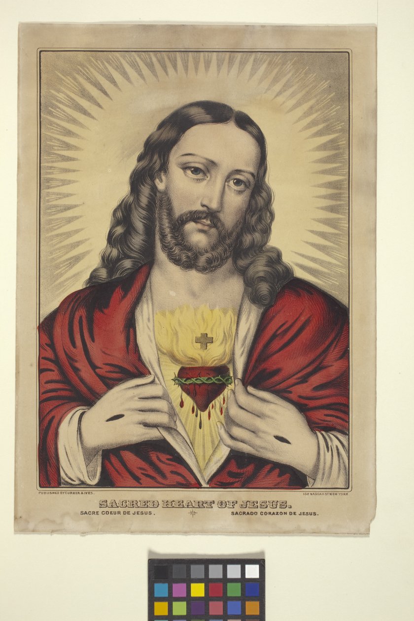 Sacred Heart Of Jesus (handfärgad litografi) av N. and Ives J.M. (1824 95) Currier