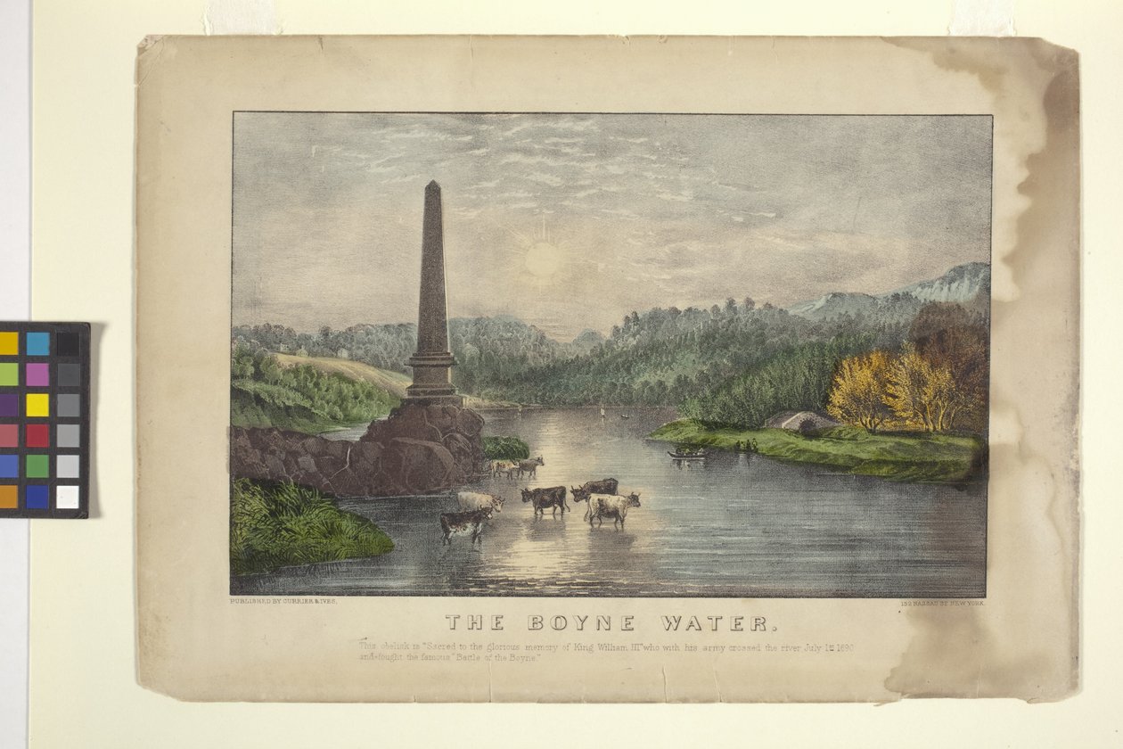 The Boyne Water (handfärgad litografi) av N. and Ives J.M. (1824 95) Currier