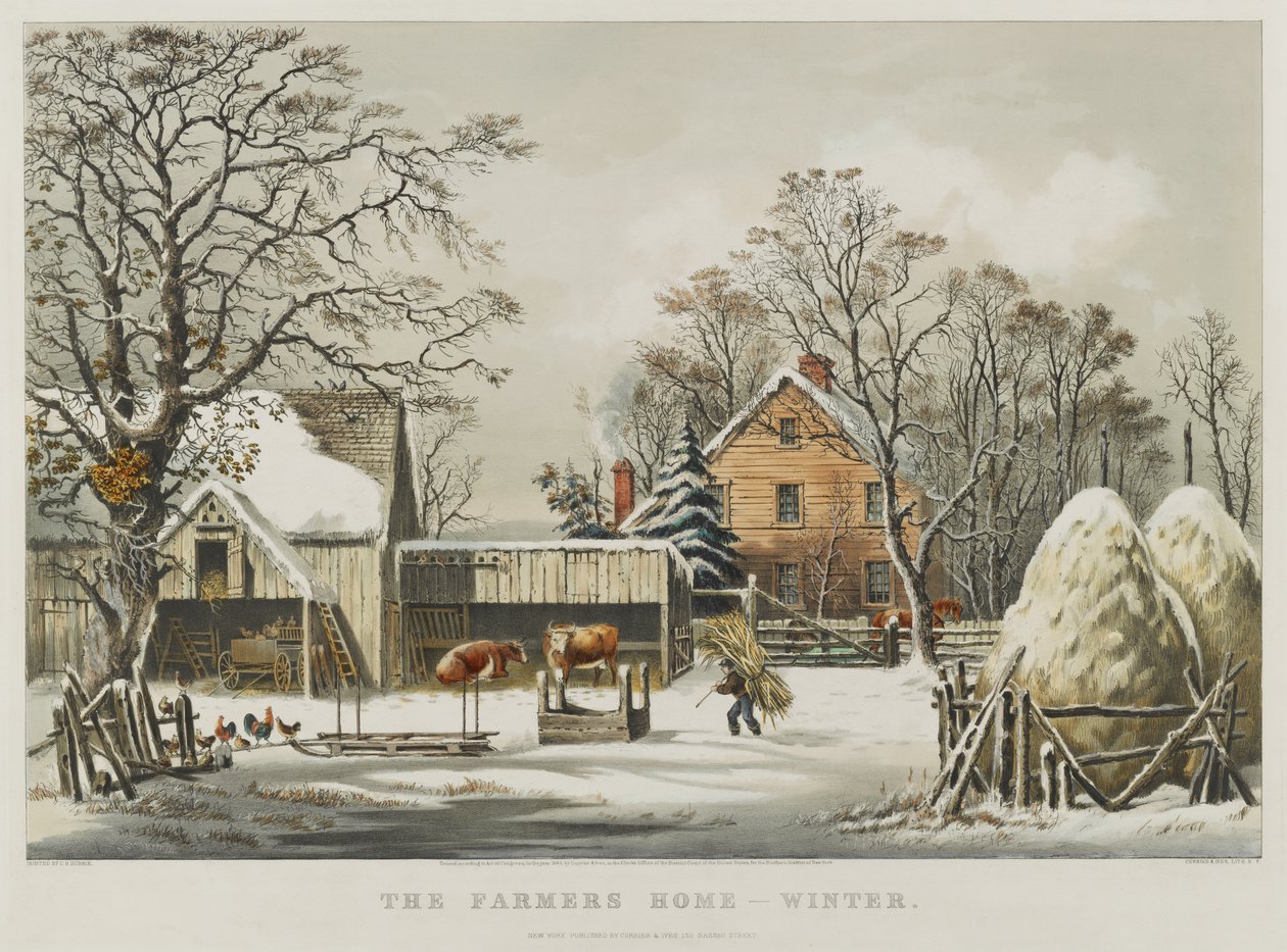 Bondens hem - vinter av Currier and Ives