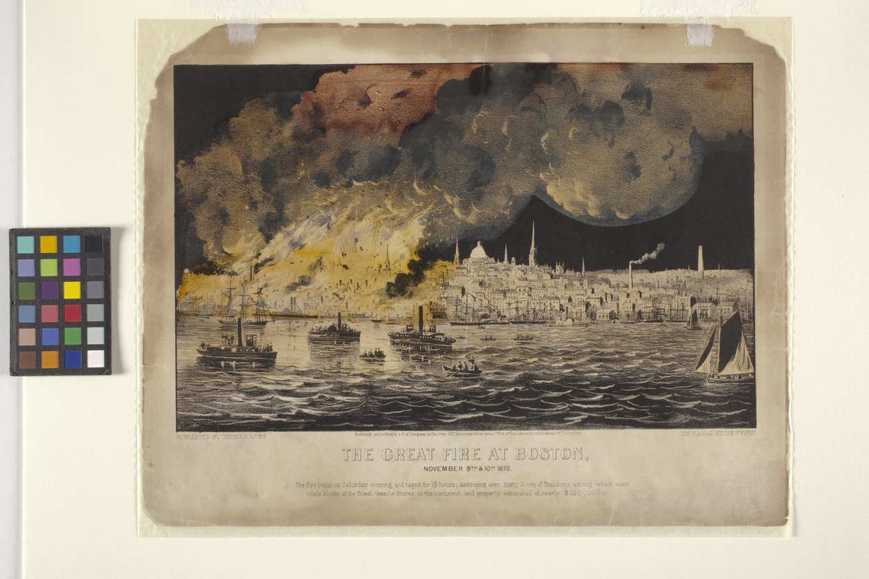 The Great Fire At Boston (handfärgad litografi) av N. and Ives J.M. (1824 95) Currier