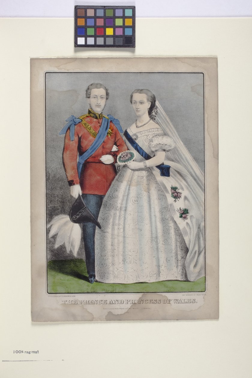 Prinsen och prinsessan av Wales (handfärgad litografi) av N. and Ives J.M. (1824 95) Currier