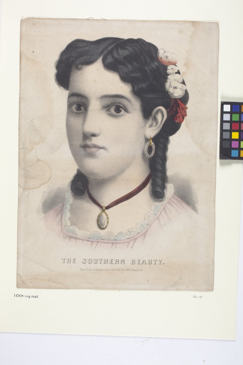 The Southern Beauty (handfärgad litografi) av N. and Ives J.M. (1824 95) Currier