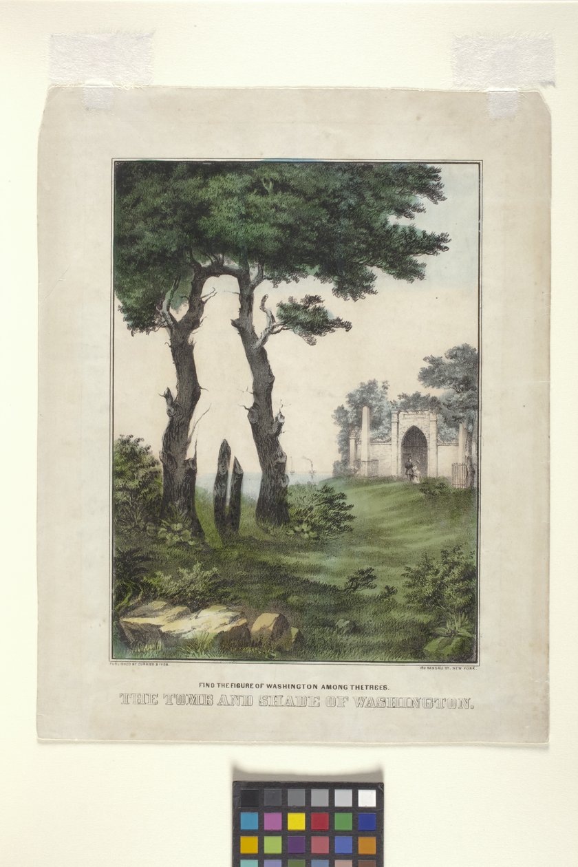 The Tomb And Shade Of Washington (handfärgad litografi) av N. and Ives J.M. (1824 95) Currier