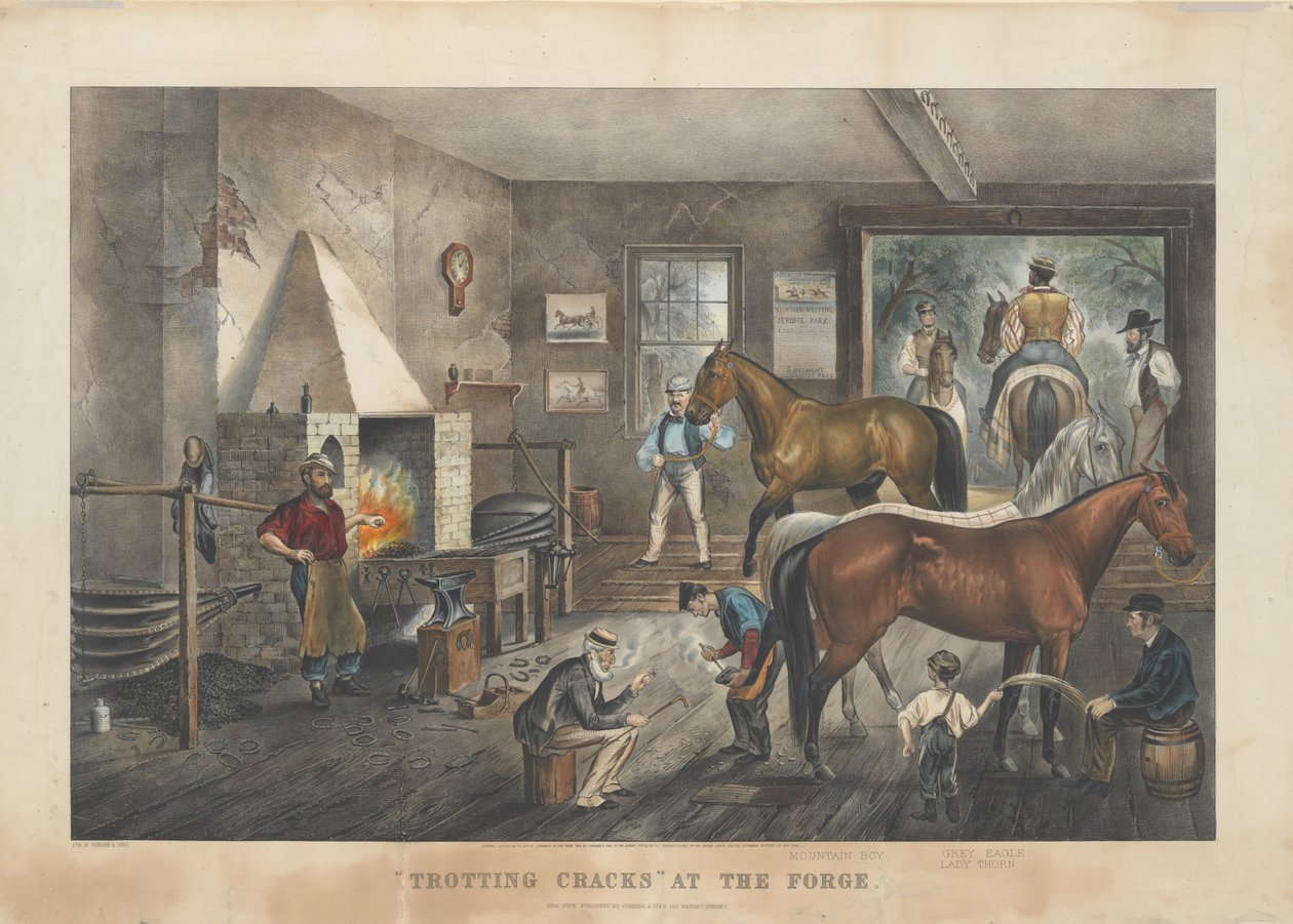 "Travsprickor" vid smedjan av Currier and Ives