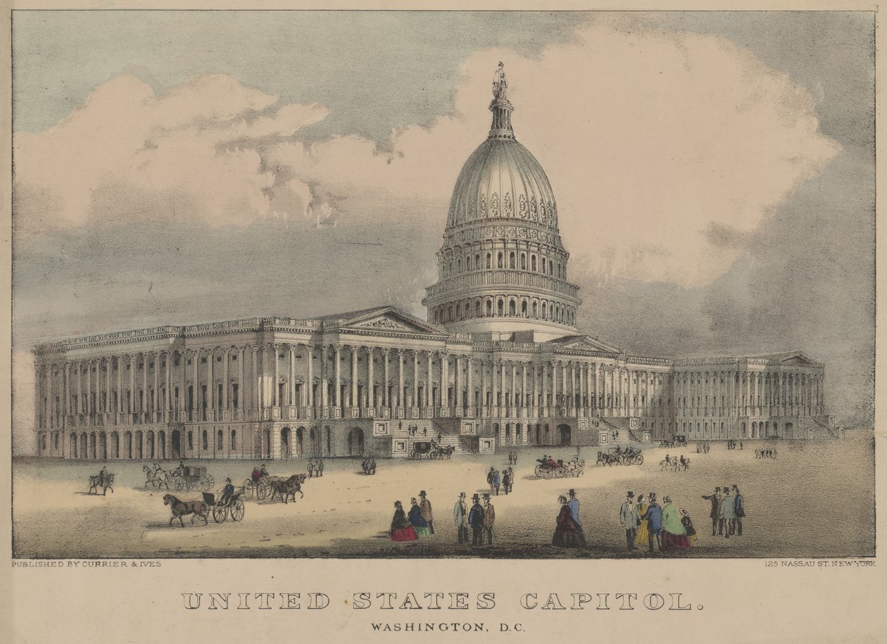 United States Capitol, Washington, D.C. 1872 (färglitografi) av Currier and Ives