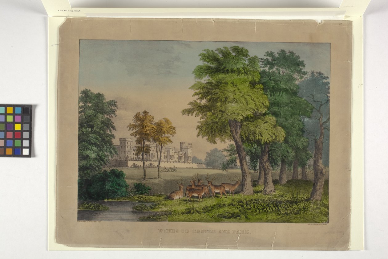 Windsor Castle And Park (handfärgad litografi) av N. and Ives J.M. (1824 95) Currier