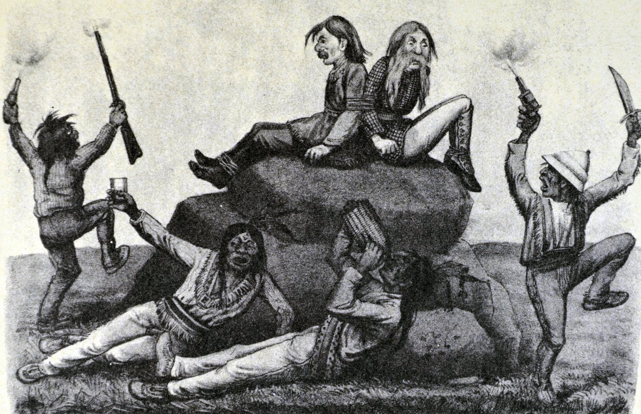 Currier & Ives Illustration 1800-talet. A Howling Swell - on the War Path (originalteckning av Thomas Worth, från vilken originaltrycket gjordes) av N. and Ives, J.M. Currier
