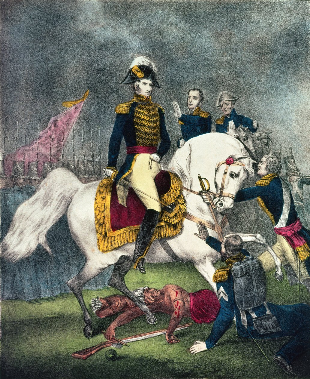 General William H. Harrison (1773-1841) vid slaget vid Tippecanoe, 1840 av N. and Ives, J.M. Currier