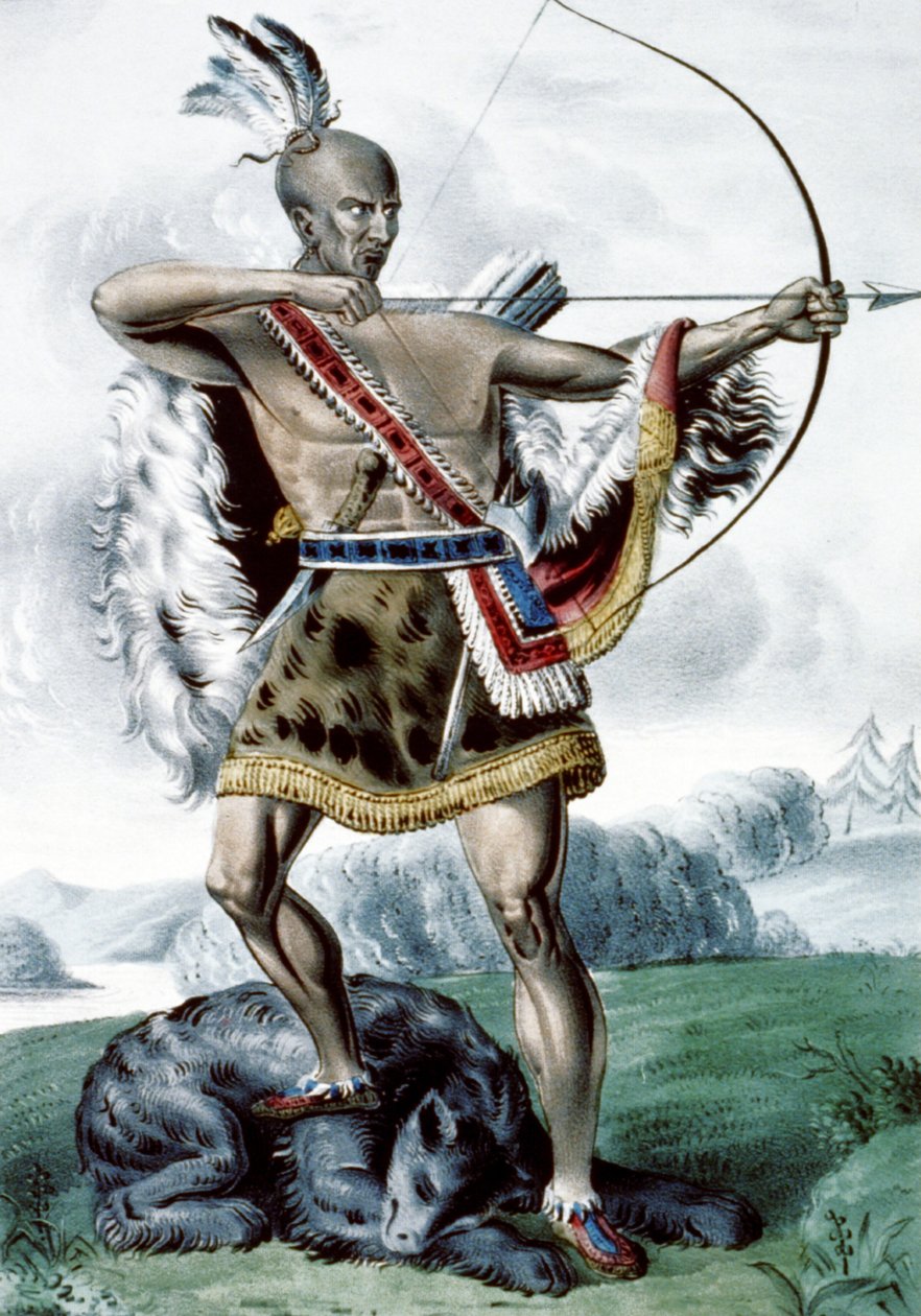 Indisk jägare, 1845 av N. and Ives, J.M. Currier