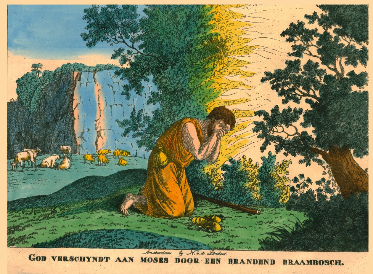 Moses och den brinnande busken. av N v d Linden