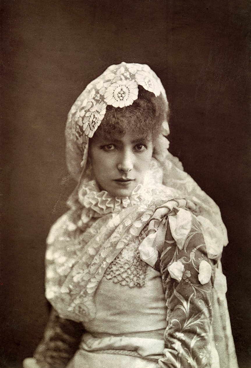 Sarah Bernhardt (1844-1923) i rollen som Marion Delorme på Porte Saint-Martin Theatre av Nadar