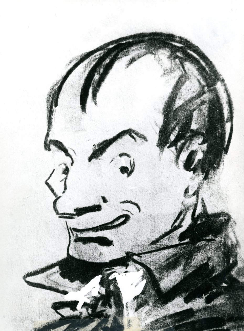 Karikatyr av Charles Baudelaire (1821-67) (penna på papper) (s/v foto) av Nadar