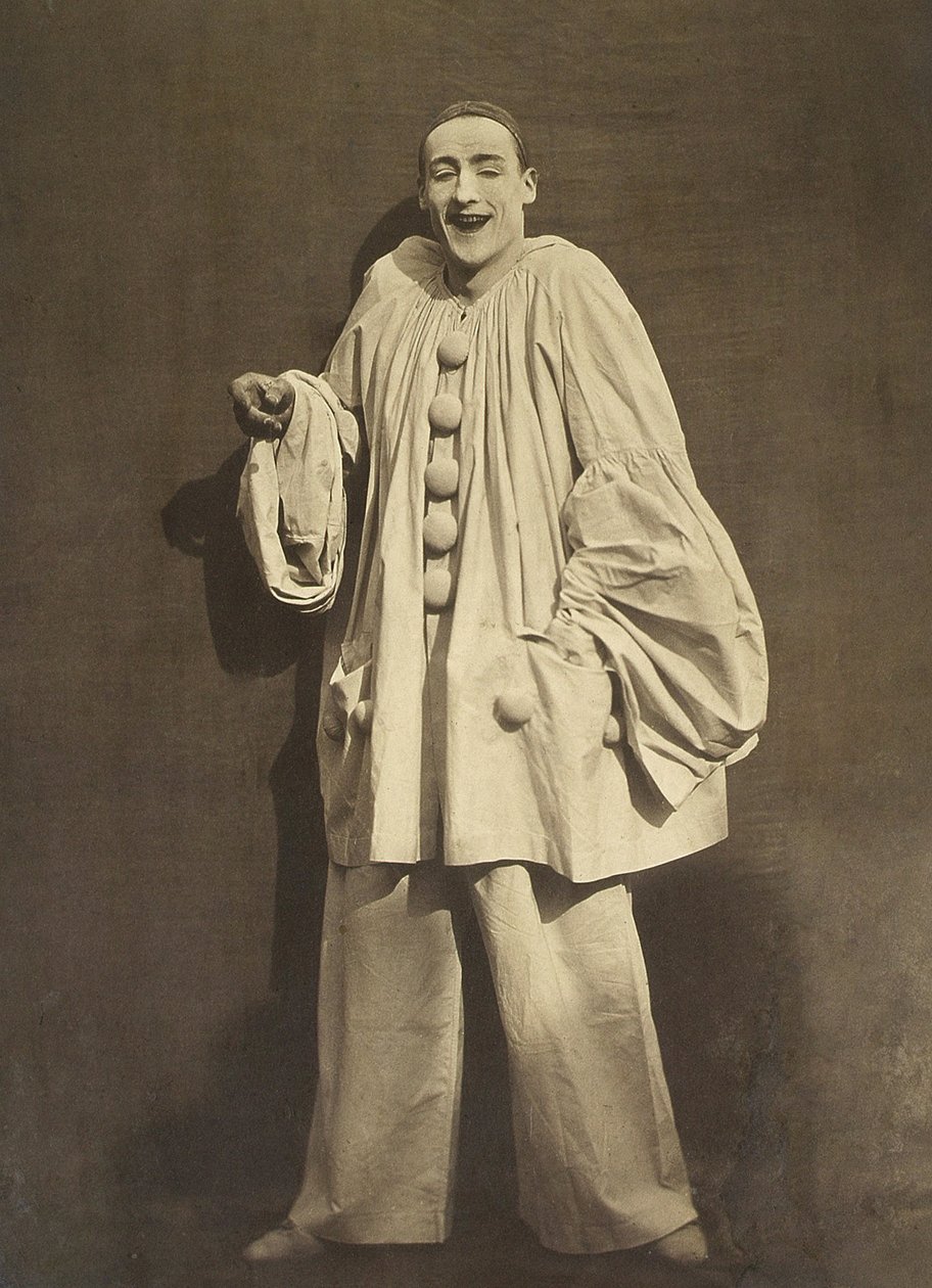 Pierrot Laughing (fransk mimar Charles Deburau), foto av Gaspard-Felix Tournachon aka Nadar, ca. 1855 av Nadar
