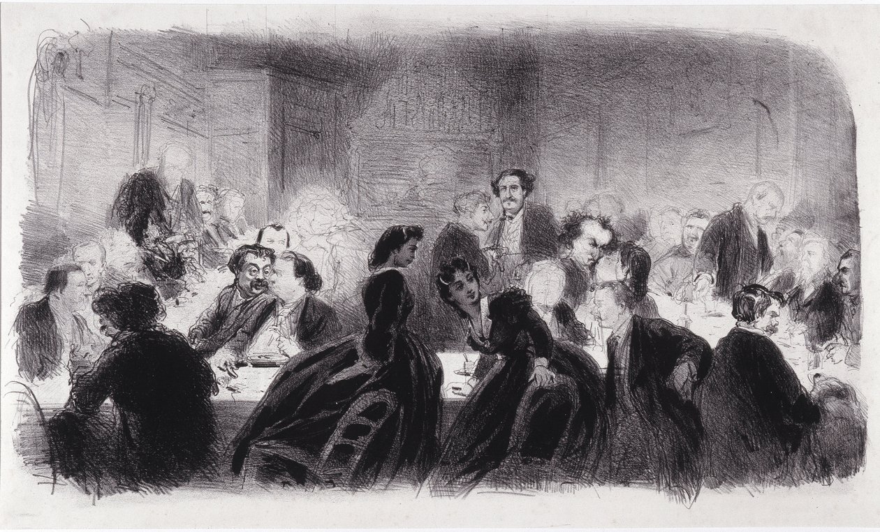 Anonym litografi som representerar litterära och konstnärliga personligheter på 1850-talet av Nadar