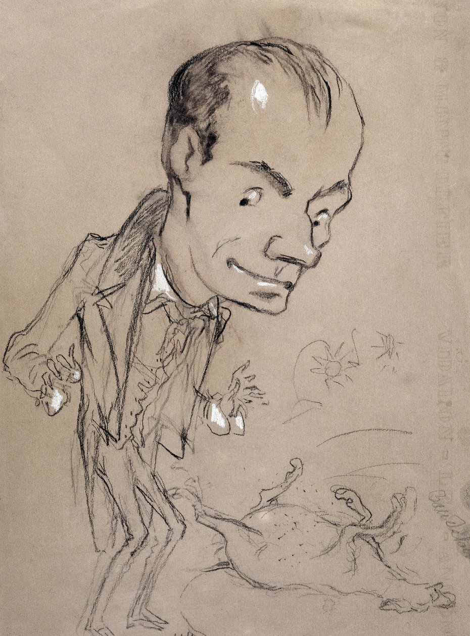 Baudelaire häpnar framför en död häst och på ryggen. Representation av Charles Baudelaire poet francais (1821-1867) av Nadar