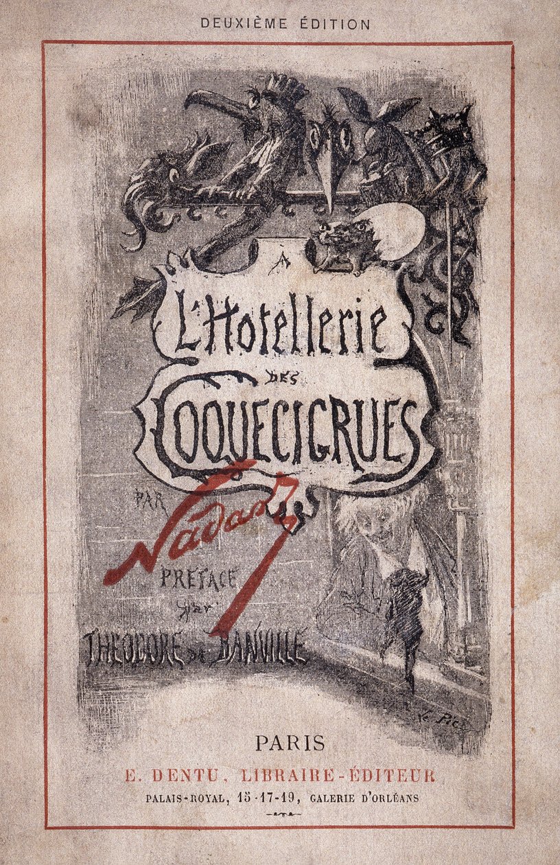 Boka "The hotellerie des coquecicrues". Blyertsanteckningar, förord av Theodore de Banville av Nadar
