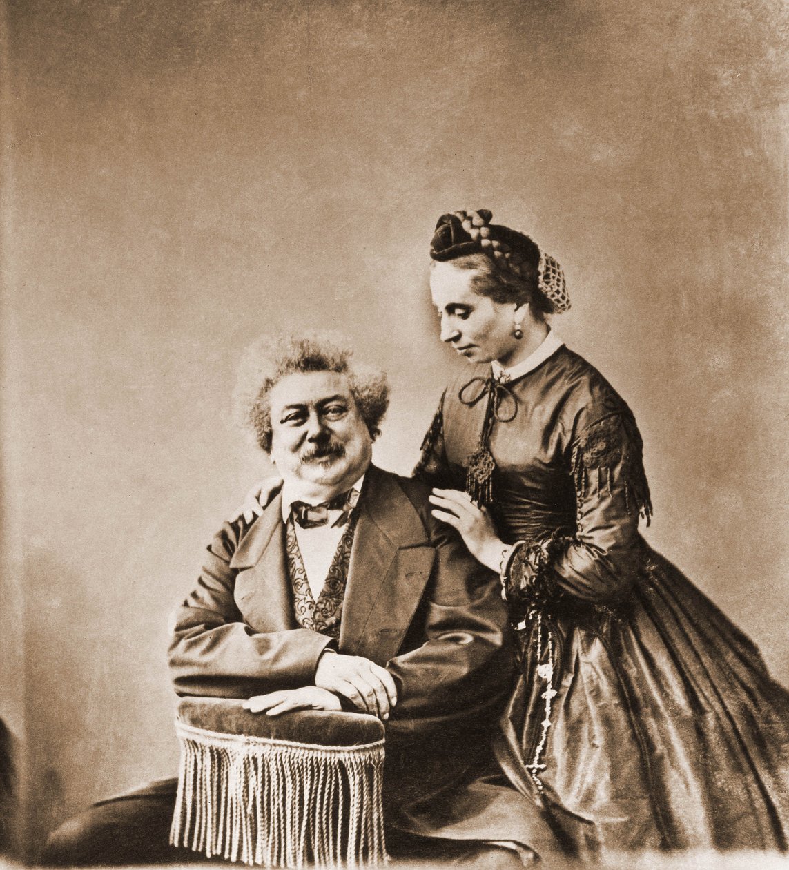 Porträtt av Alexandre Dumas pere, romanförfattare 1802-1870 och hans dotter Marie Dumas 1831-1878 (foto) av Nadar