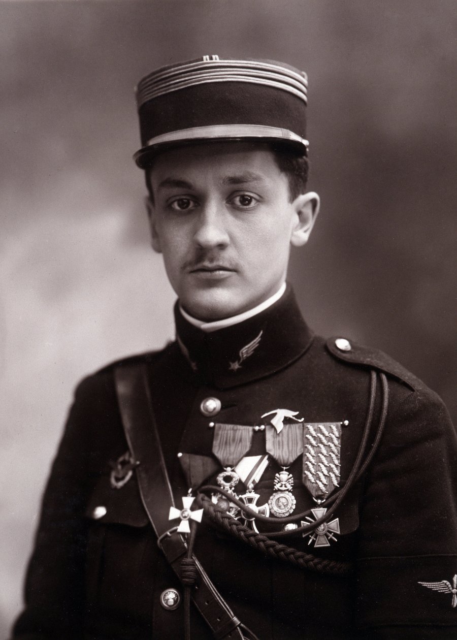 Porträtt av Georges Guynemer (1894-1917), fransk krigspilot som dog i första världskriget 1914-1918 (foto) av Nadar