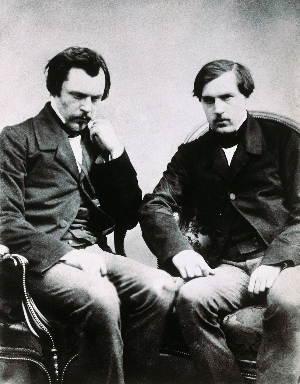 Bröderna Edmond de Goncourt (1822-1896) och Jules Huot de Goncourt (1830-1870), franska författare, Foto av Felix Nadar (1820-1910) av Nadar