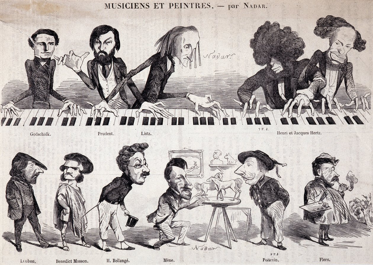 Serien "" Musicians and Painters" från "Le Petit journal pour rire" av Nadar