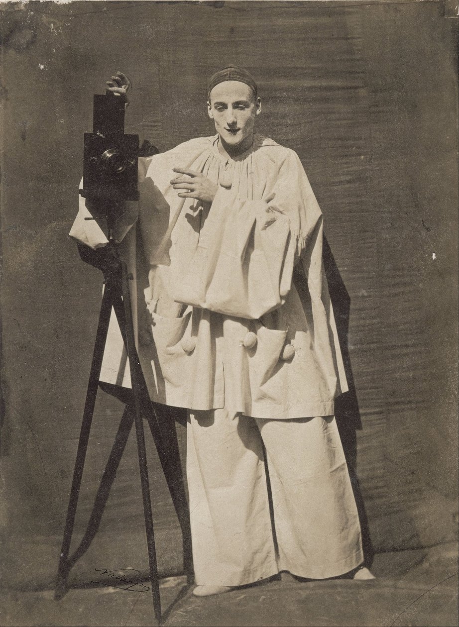 Pierrot photographe även känd som Le Mime Deburau med en kamera av Nadar