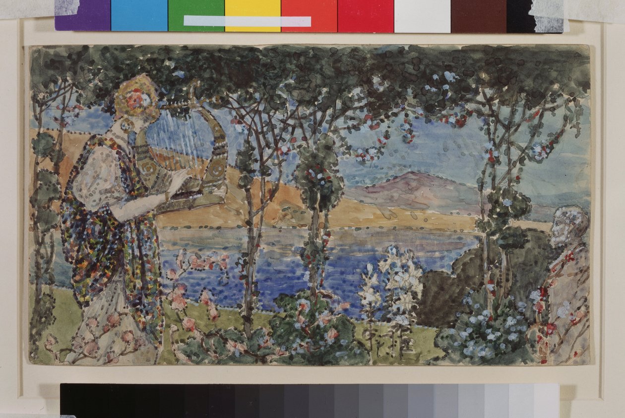 Saga. Verk av Nadezhda Sergeyevna Psishcheva (1881-1913), akvarell och bläck på papper av Nadezhda Psishcheva